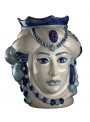Testa di donna in ceramica bianca e blu - I Mori