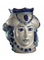 Hand-painted white and blue ceramic woman's head - I Mori