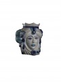 Hand-painted white and blue ceramic woman's head - I Mori