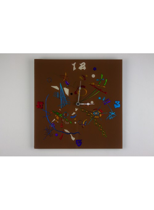 Brown glass artistic clock - Composizione two