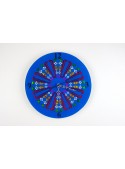 Blue rounded glass clock - Mandala