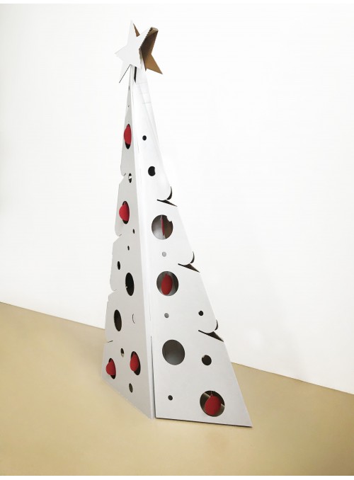 White corrugated cardboard Christmas tree