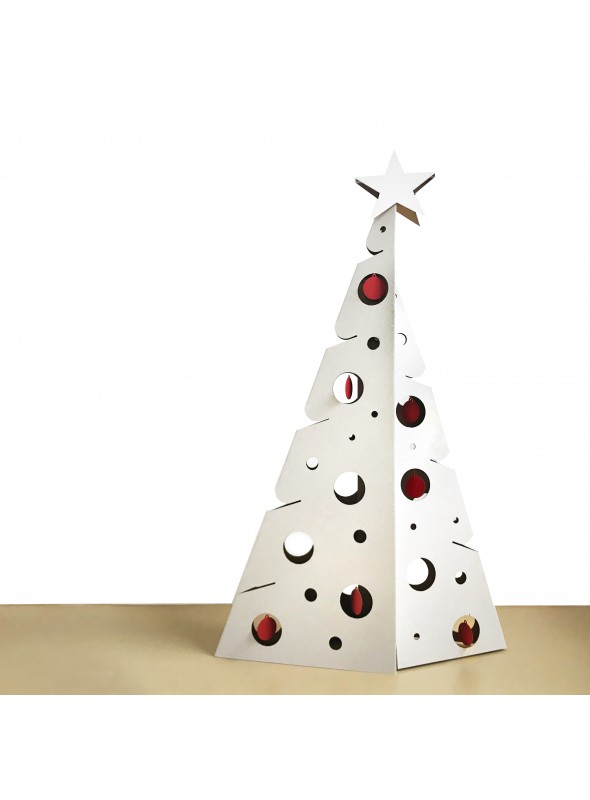 White corrugated cardboard Christmas tree