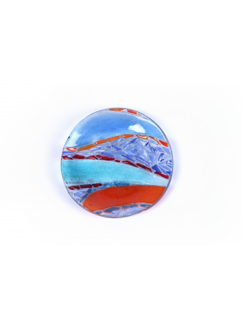 Colorful rounded small plate in fusion glass - Mosaico