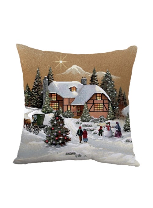 Squared stuffed cushion - Paesaggio Natale