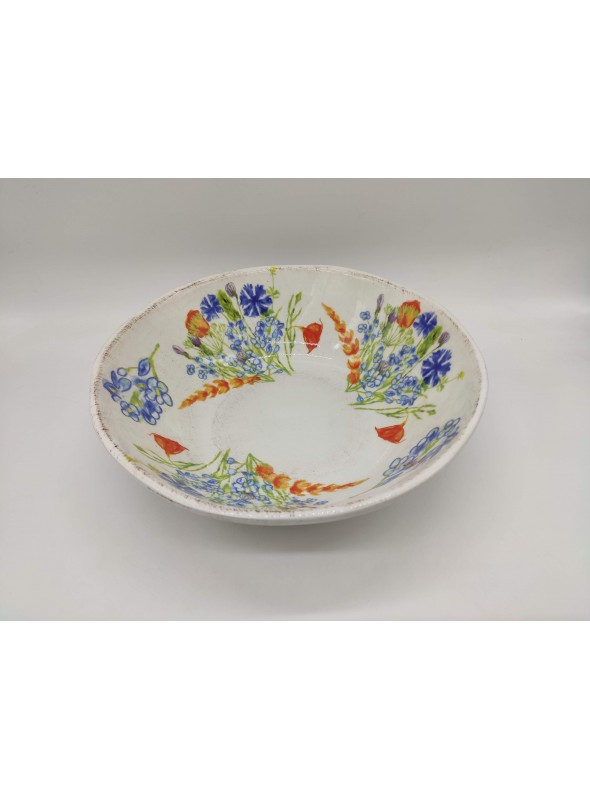 Antiqued ceramic salad bowl