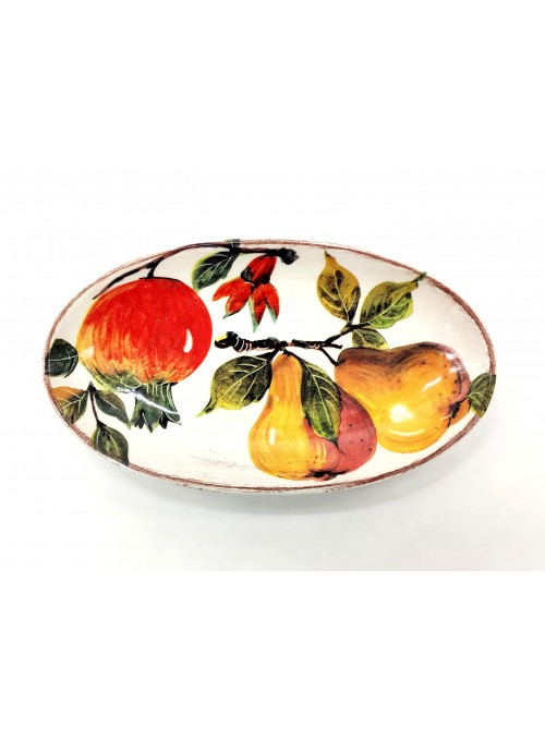 Oval tray in decorated ceramic