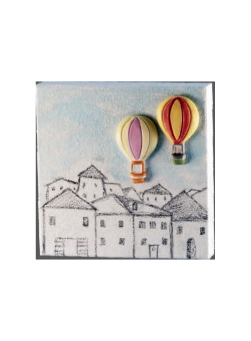 Key hanger in ceramic - Mongolfiere