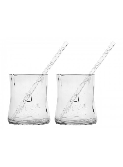 Set 2 bicchieri 40 cl + 2 cannucce &#039;Aperol&#039;